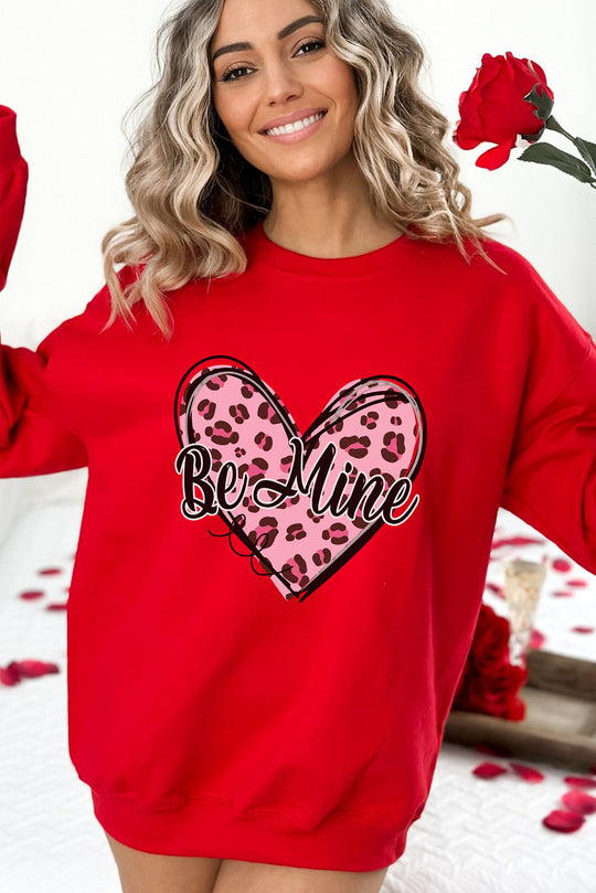 Valentine "Be Mine" Leopard Heart Sweatshirt