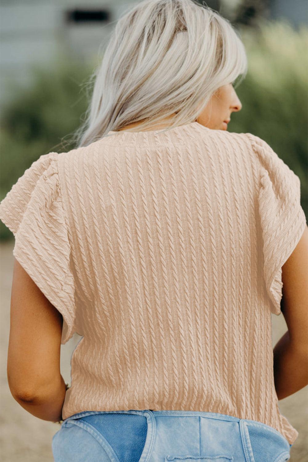 Hazel Knit Flutter Sleeve Top