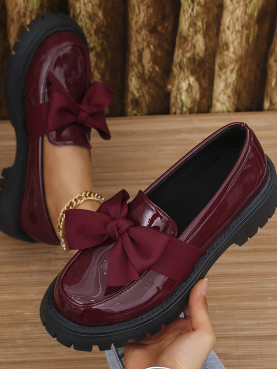 Daisy Leather Bow Loafers