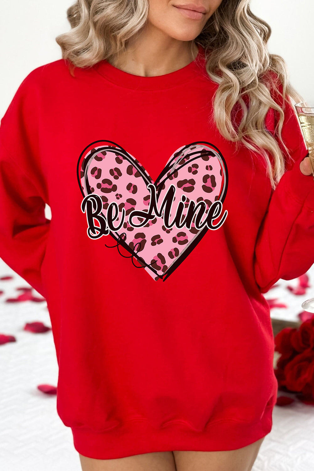 Valentine "Be Mine" Leopard Heart Sweatshirt