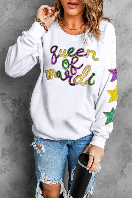 Mardi Gras "Queen of Party" Graphic Sweatshirt