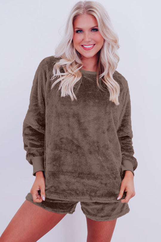 Fleece Coffee Two Piece Lounge Set