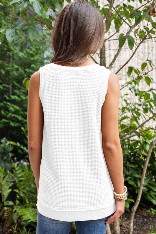 White Sequin Rugby Knit Tank - Klazzi Fashion Boutique