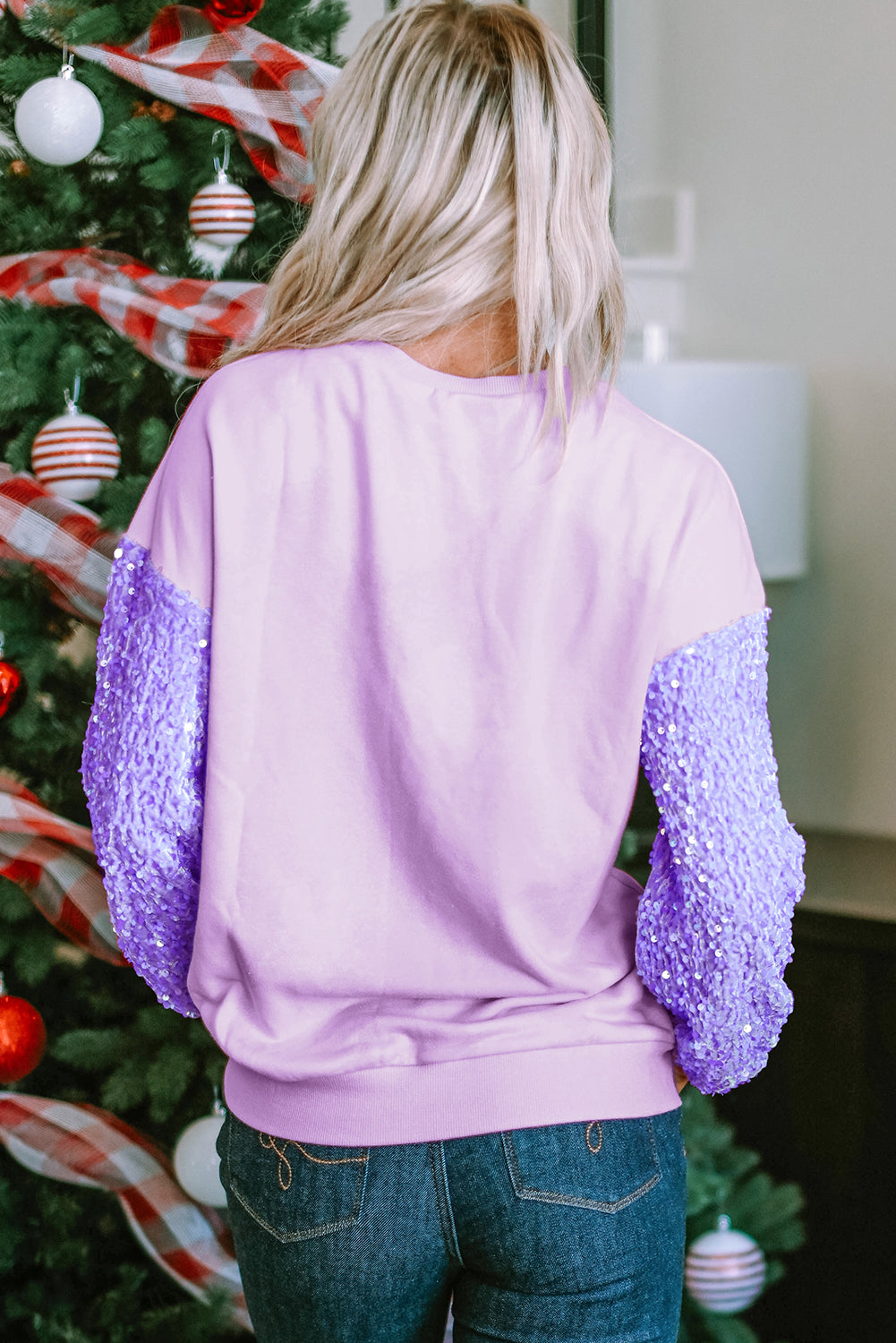 Lilac Mardi Gras Sequin Sweater