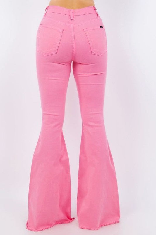 Fringy Hot Pink Bell Bottom Denim