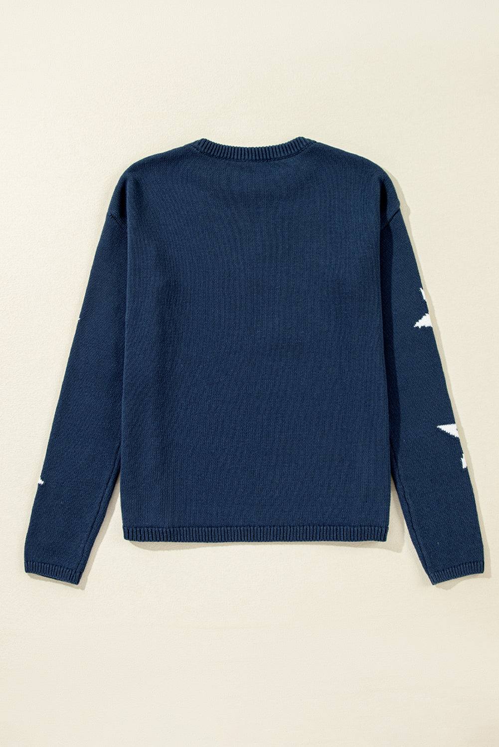  Knitted Navy Blue Star Drop Shoulder Sweater