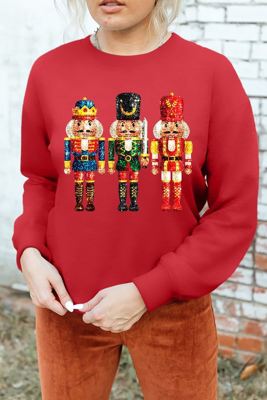 Christmas Sequin Metallic Nutcracker Sweatshirt