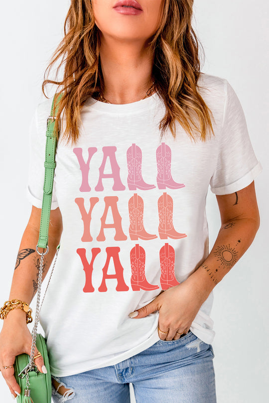 Cowboy Boots "Y'ALL" Graphic T Shirt