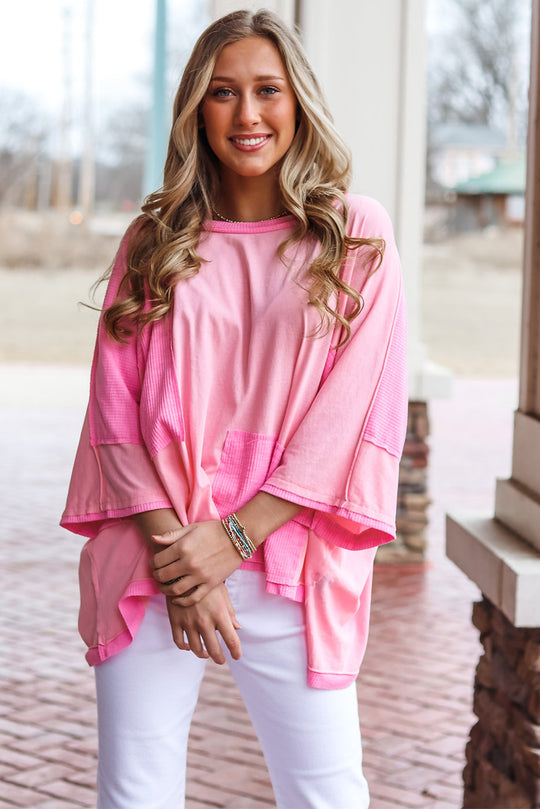 Alison Pink Patchwork Loose Top