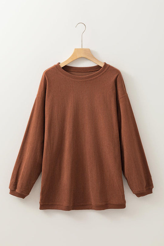 Orange Ribbed Corduroy Oversized Sweatshirt