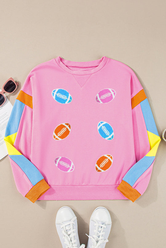  Game Day Multicolor Sequin Footballs Sweater