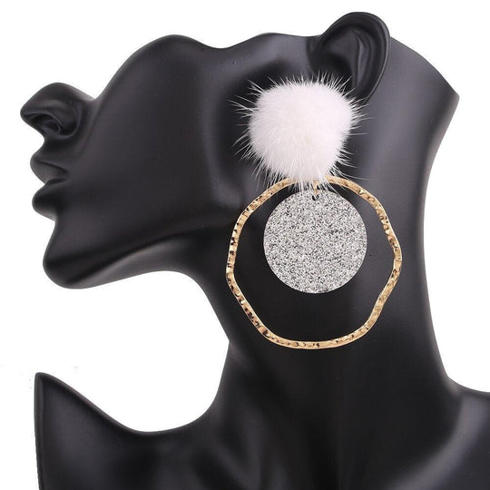 Baisley Statement Round Drop Rhinestone Earrings - Klazzi Fashion Boutique