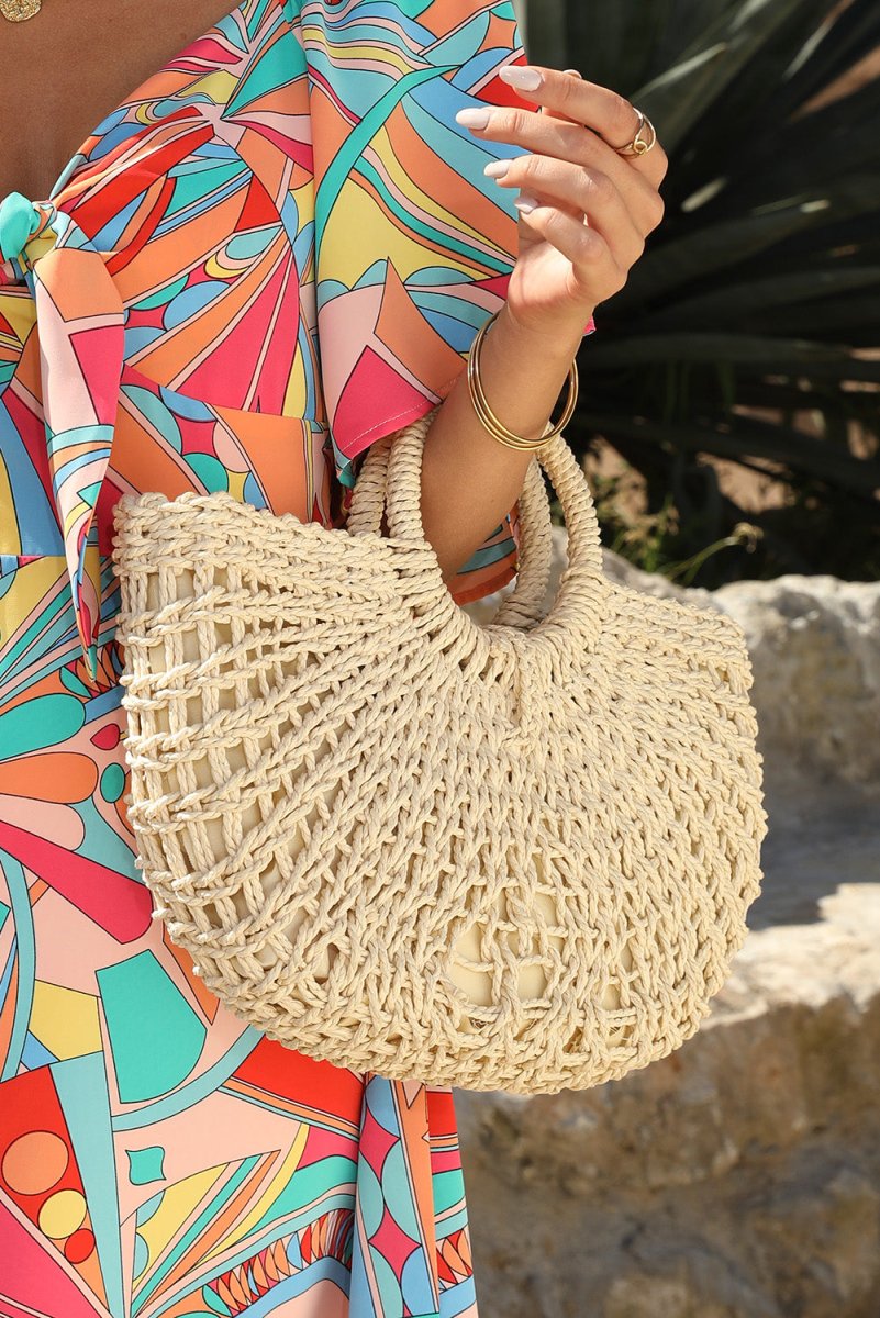 Bamboo Beige Weaving Handbag - Klazzi Fashion Boutique