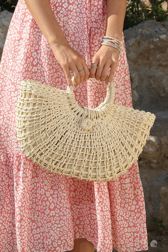 Bamboo Beige Weaving Handbag - Klazzi Fashion Boutique