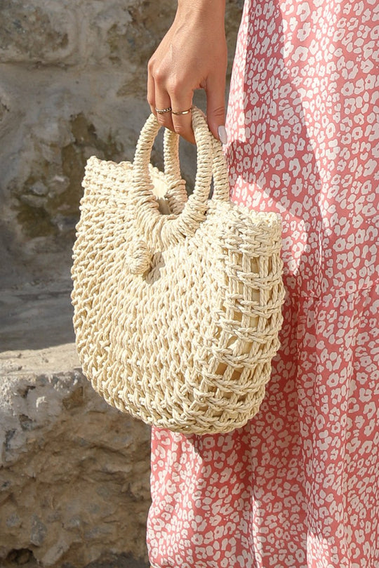 Bamboo Beige Weaving Handbag - Klazzi Fashion Boutique