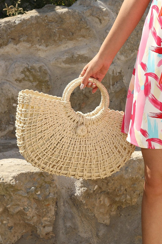 Bamboo Beige Weaving Handbag - Klazzi Fashion Boutique