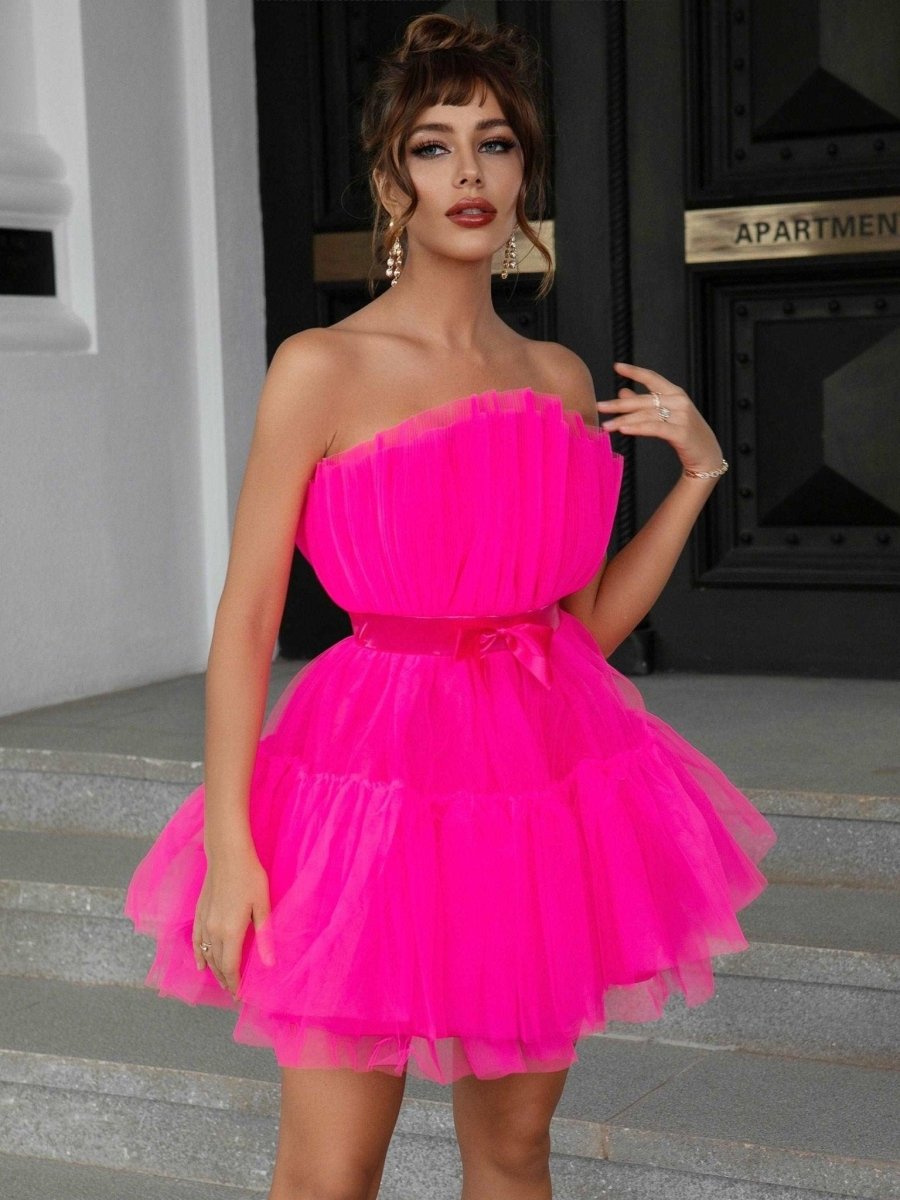 Barbie Formal Mesh Strapless Dress - Klazzi Fashion Boutique