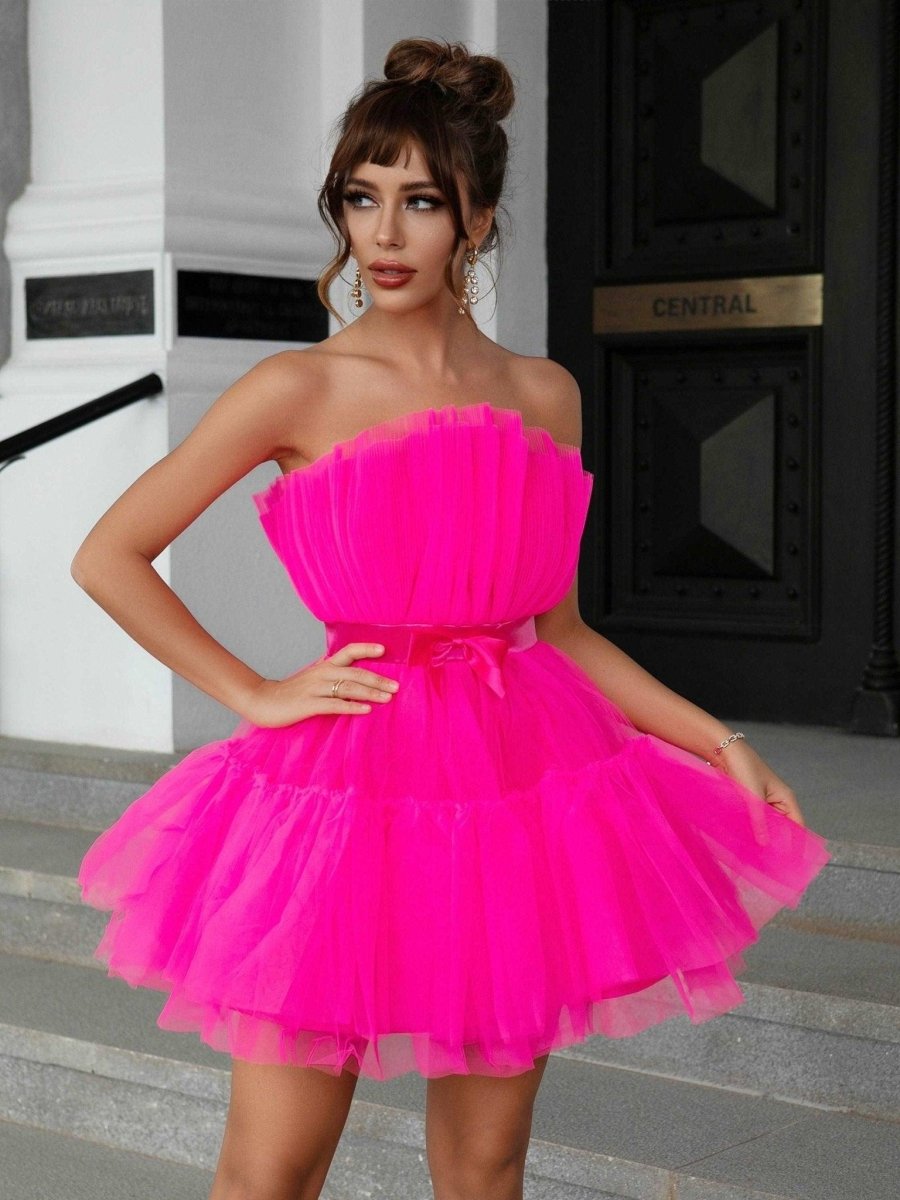 Barbie Formal Mesh Strapless Dress - Klazzi Fashion Boutique