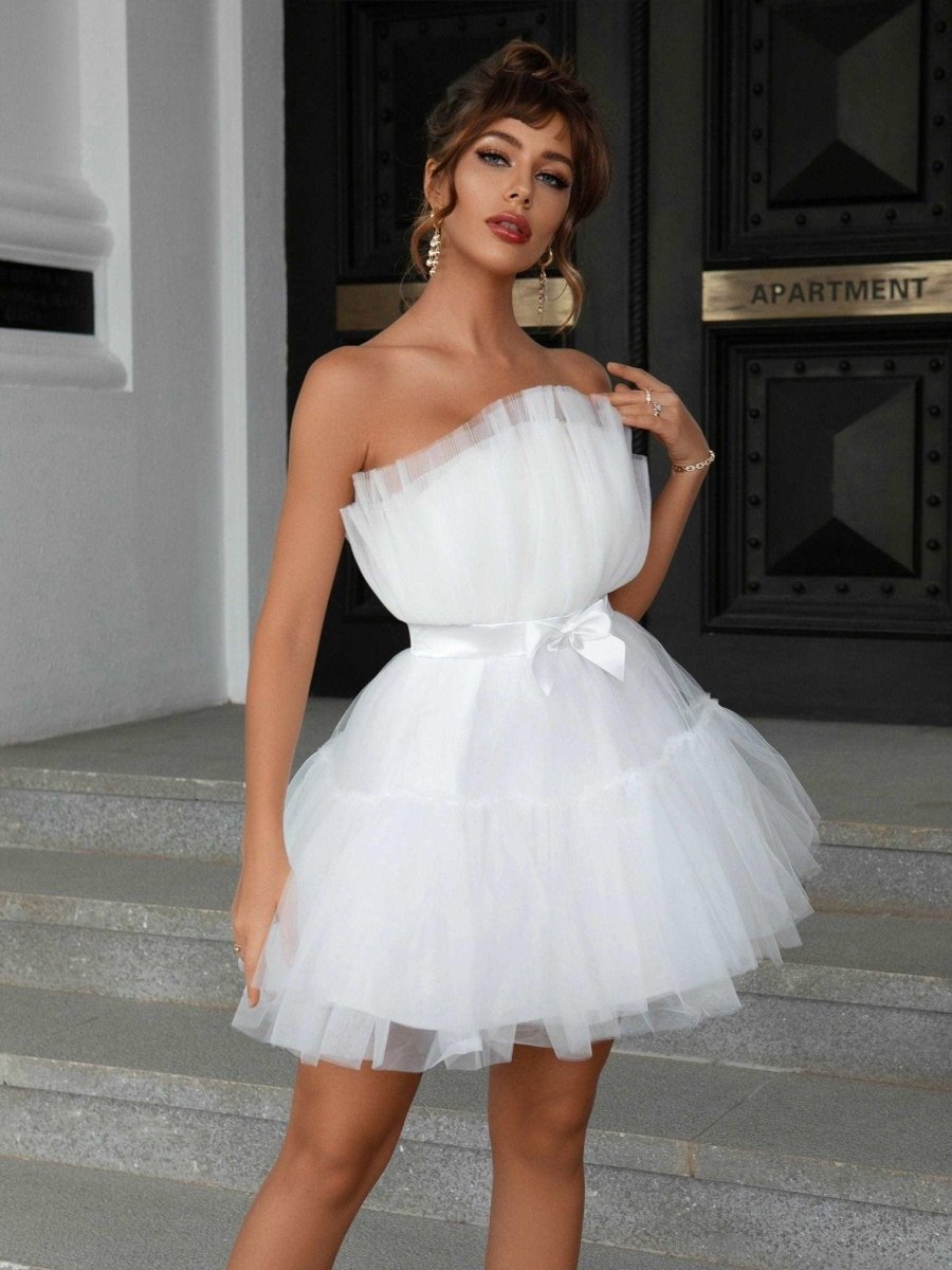 Barbie Formal Mesh Strapless Dress - Klazzi Fashion Boutique