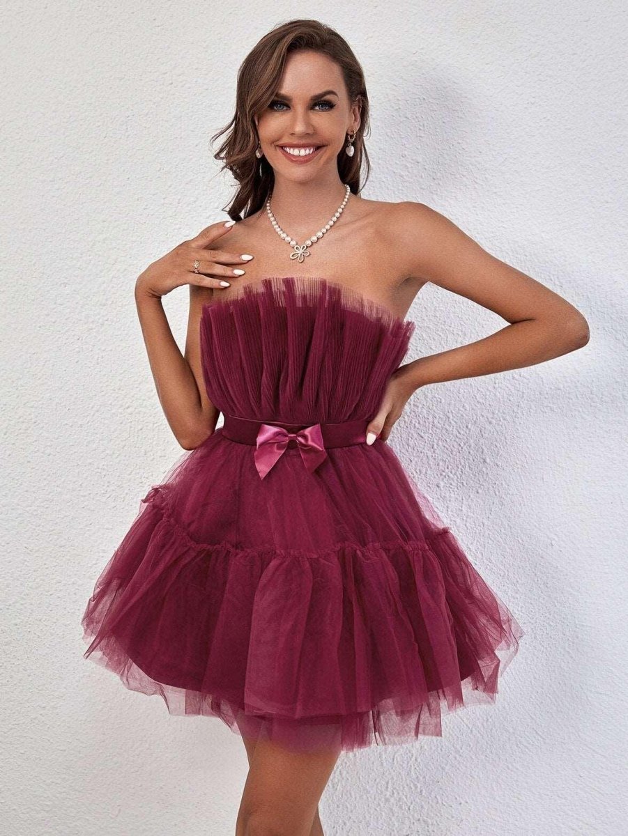 Barbie Formal Mesh Strapless Dress - Klazzi Fashion Boutique