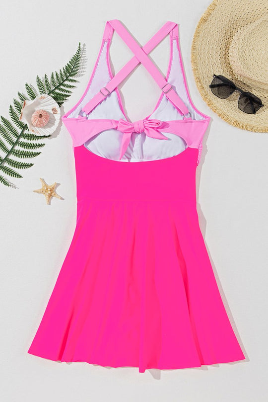 Barbie Pink Crisscross One - Piece Swimwear - Klazzi Fashion Boutique