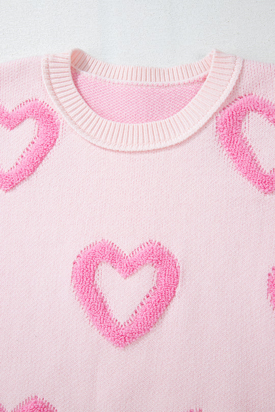 Pink Heart Baggy Sweater