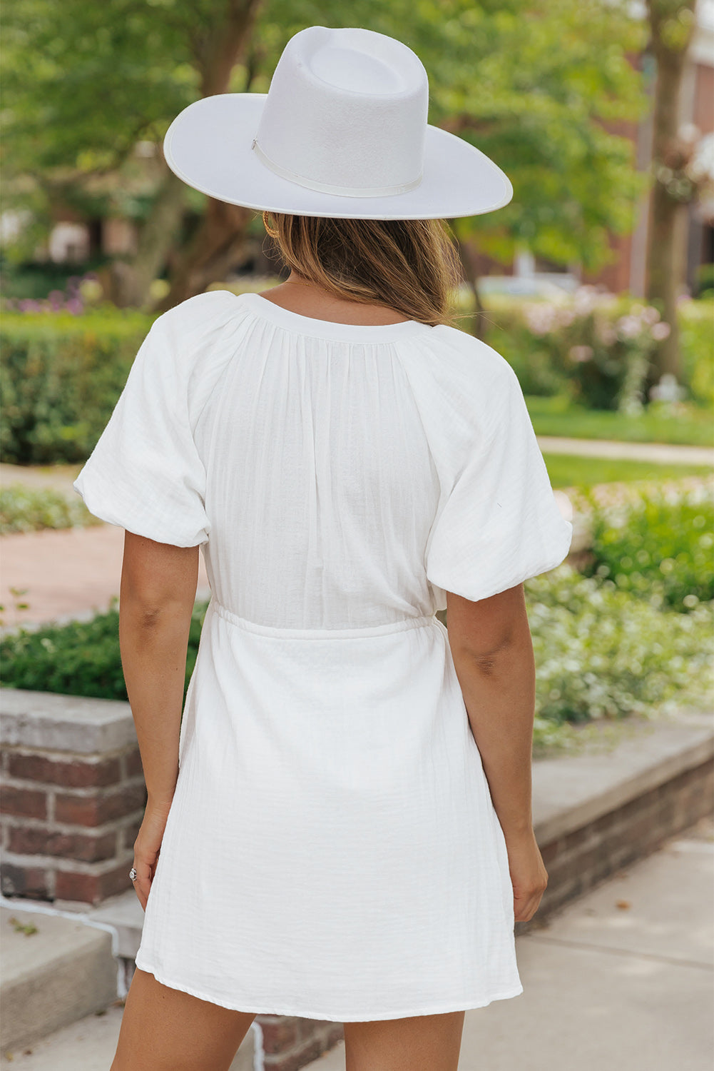 White Drawstring Shirt Dress - Klazzi Fashion Boutique