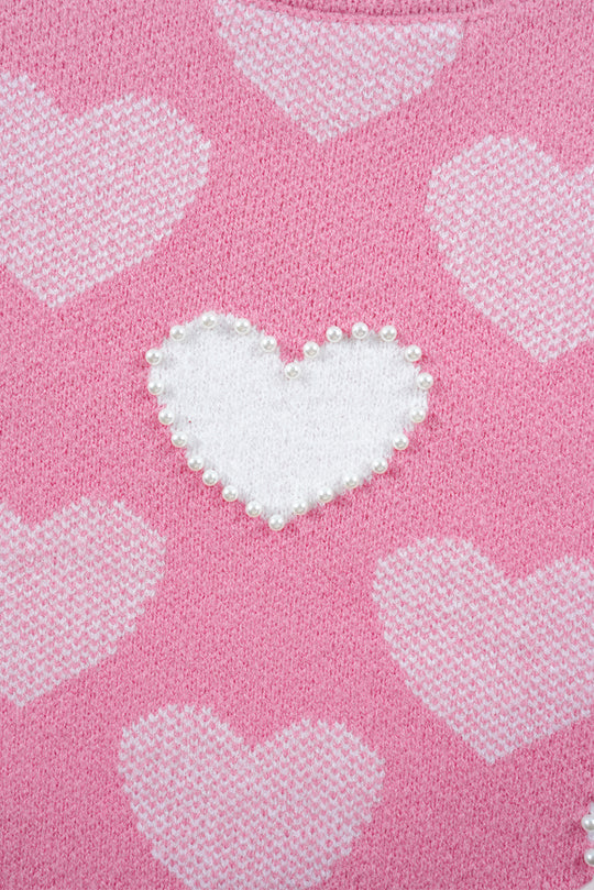 Hearts and Pearls Valentine Sweater