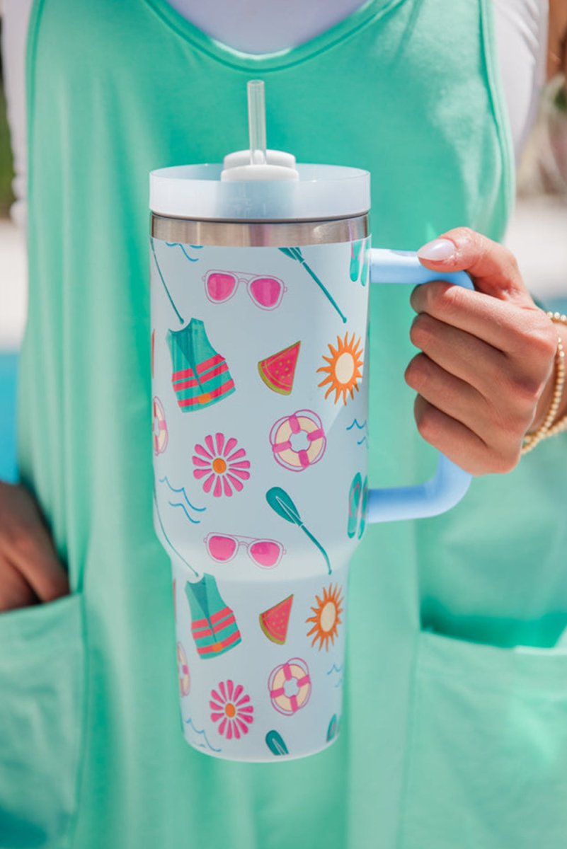 Beach Day Fun Light Blue Cup - Klazzi Fashion Boutique