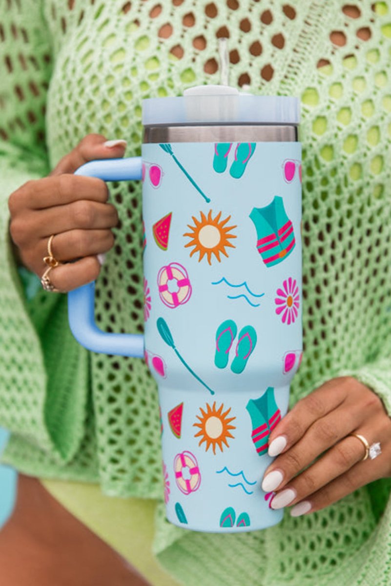 Beach Day Fun Light Blue Cup - Klazzi Fashion Boutique