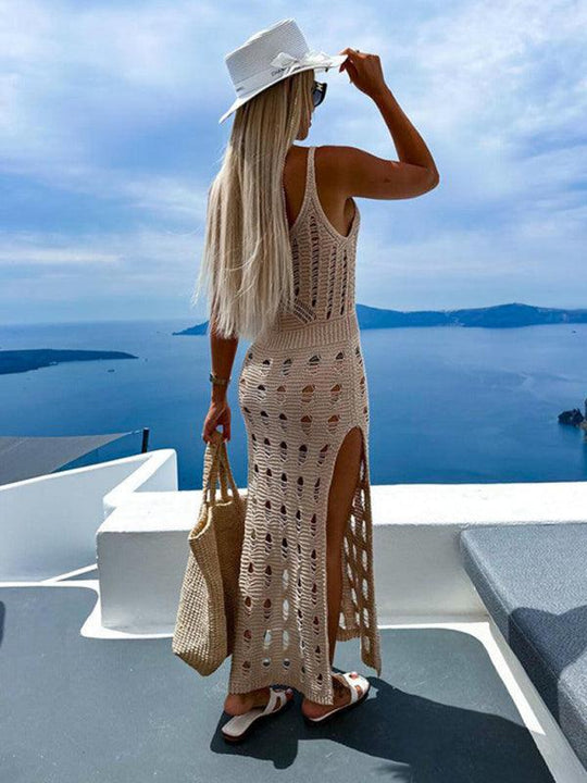 Beach Knitted Slim Slit Dress - Klazzi Fashion Boutique