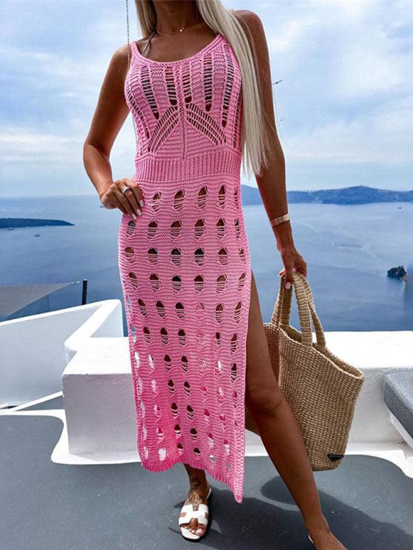 Beach Knitted Slim Slit Dress - Klazzi Fashion Boutique