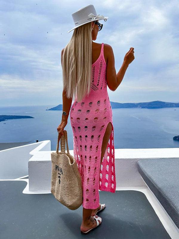 Beach Knitted Slim Slit Dress - Klazzi Fashion Boutique