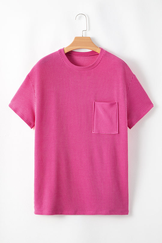 Pink Corduroy Knit Loose Top