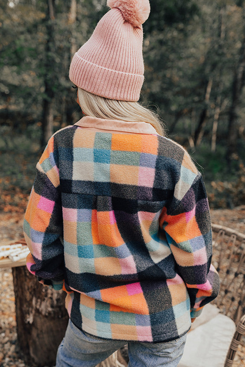 Plaid Multicolor Half Button Sweatshirt