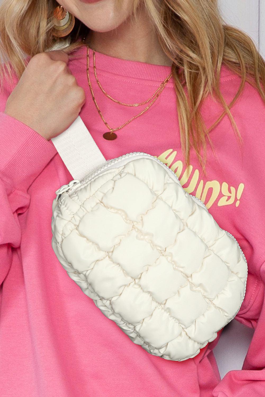 Puffy Cream Quilted Crossbody Bag