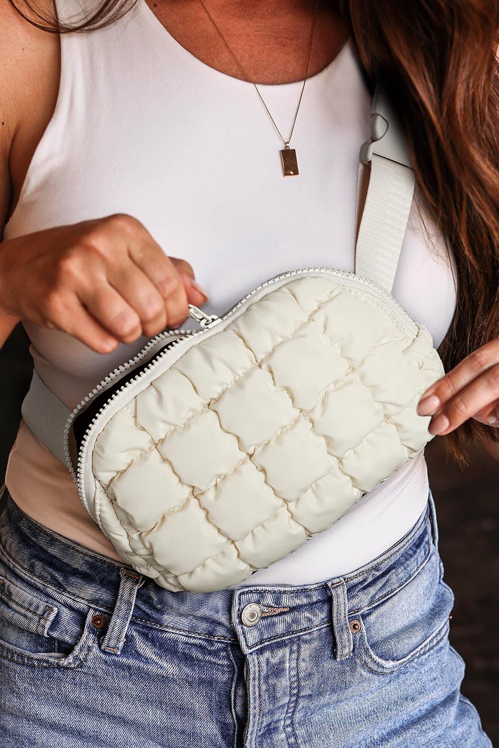 Puffy Cream Quilted Crossbody Bag