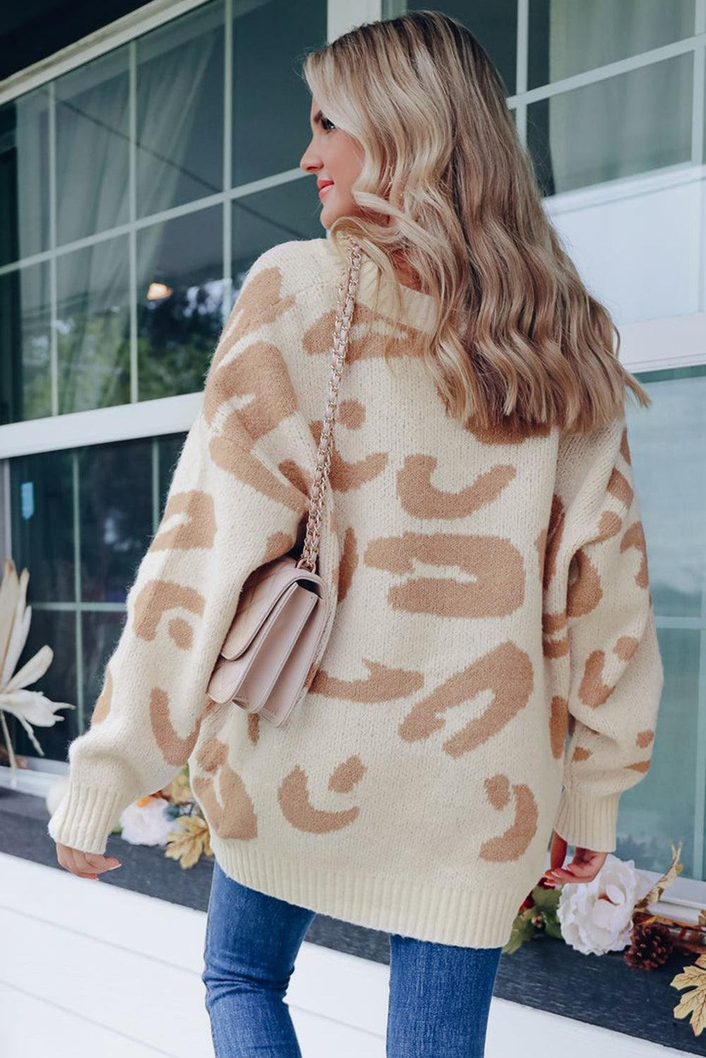 Slouchy Leopard Cream Cardigan