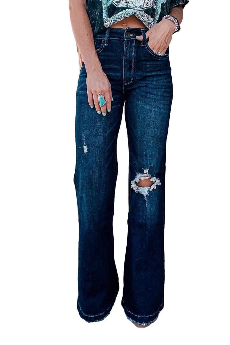 Bella High Rise Ripped Bell Bottom Jeans - Klazzi Fashion Boutique