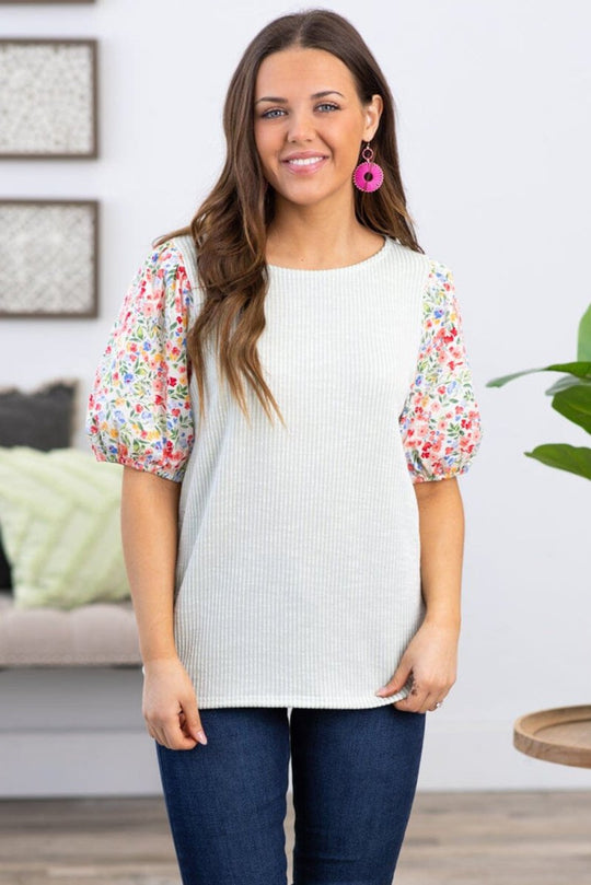 Bethany Pink Floral Knit Plus Size Blouse - Klazzi Fashion Boutique