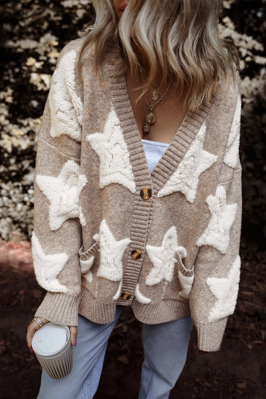 Debra Tan Sherpa Star Sweater Cardigan 