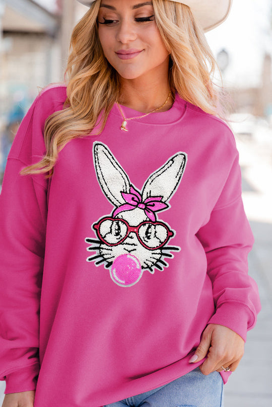 Sequin Bubble Gum Rabbit Graphic Sweatshirt