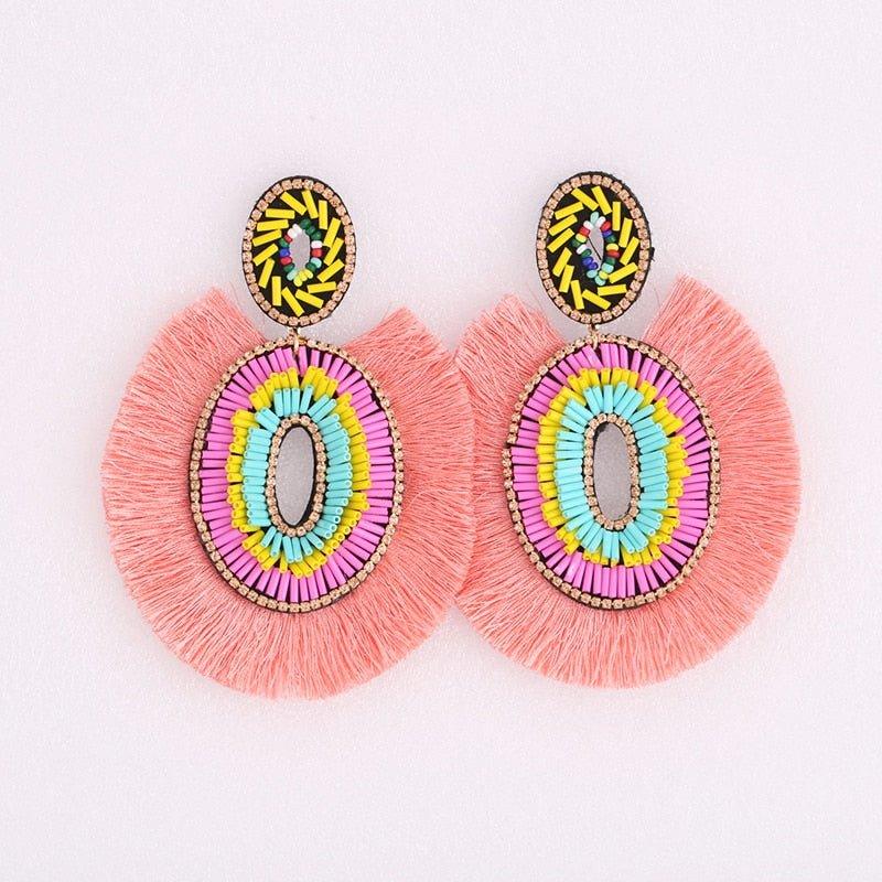 Big Bold Boho Fringe Fashion Statement Earrings - Klazzi Fashion Boutique