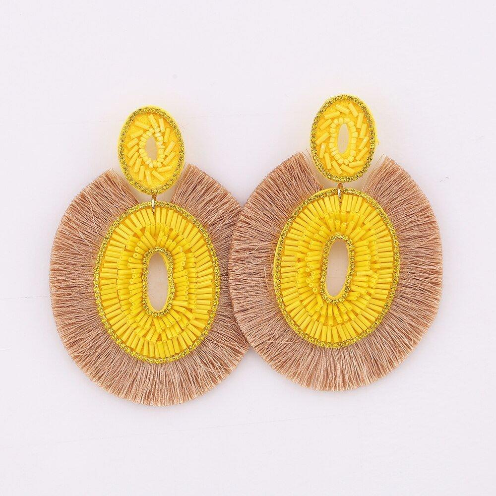 Big Bold Boho Fringe Fashion Statement Earrings - Klazzi Fashion Boutique