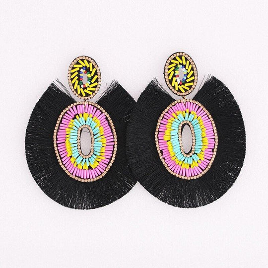 Big Bold Boho Fringe Fashion Statement Earrings - Klazzi Fashion Boutique