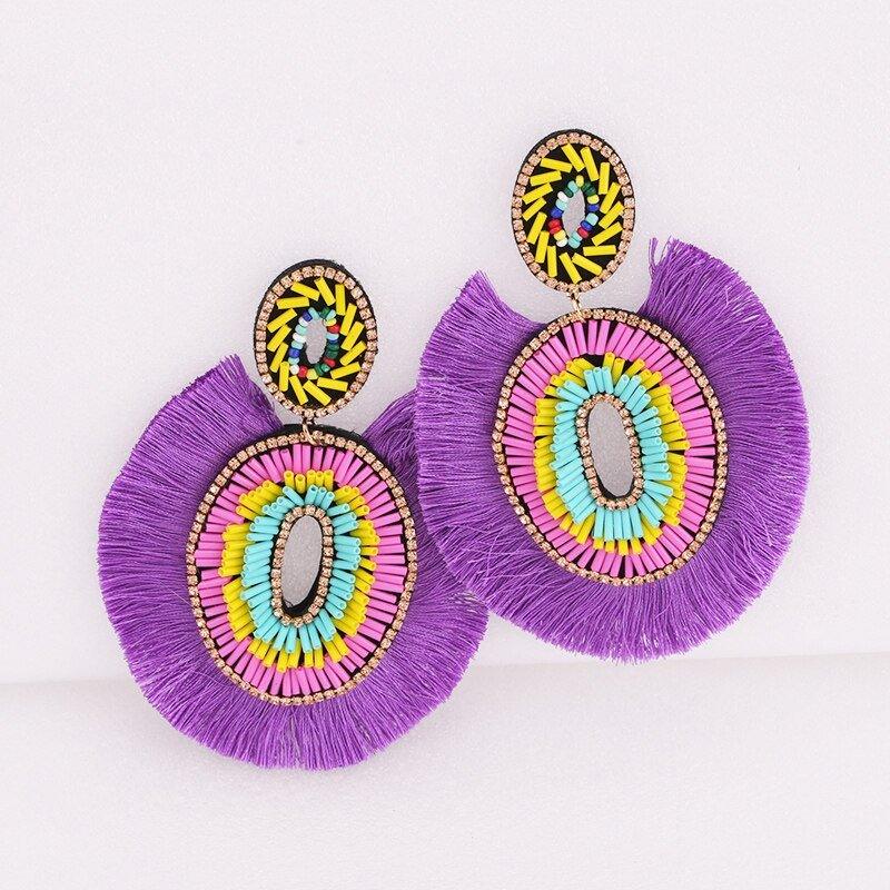 Big Bold Boho Fringe Fashion Statement Earrings - Klazzi Fashion Boutique