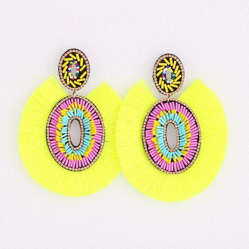 Big Bold Boho Fringe Fashion Statement Earrings - Klazzi Fashion Boutique