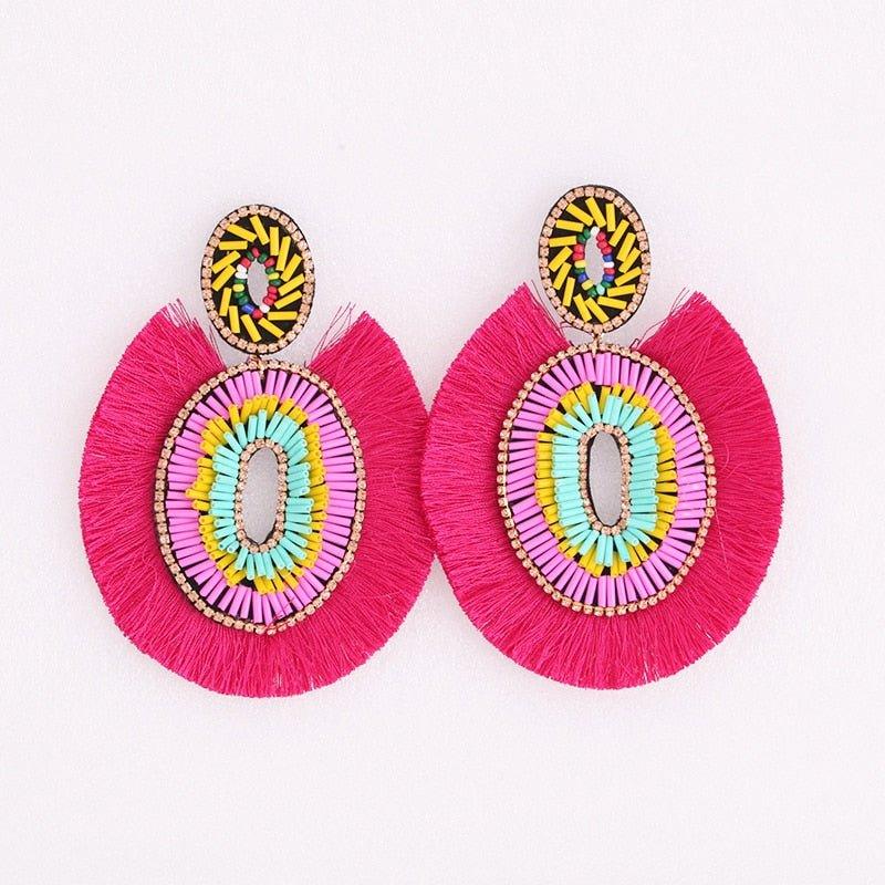 Big Bold Boho Fringe Fashion Statement Earrings - Klazzi Fashion Boutique