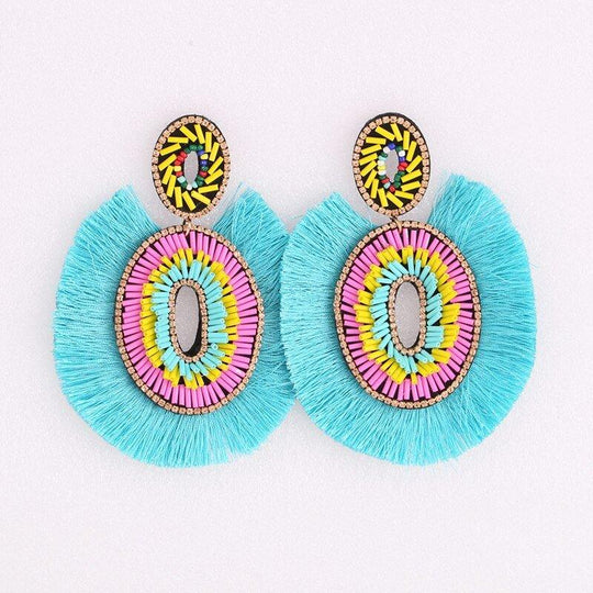 Big Bold Boho Fringe Fashion Statement Earrings - Klazzi Fashion Boutique