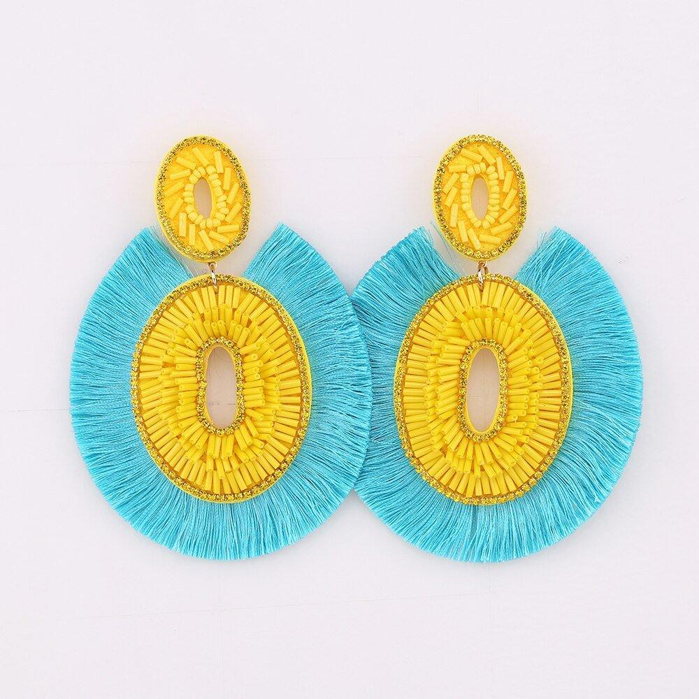 Big Bold Boho Fringe Fashion Statement Earrings - Klazzi Fashion Boutique